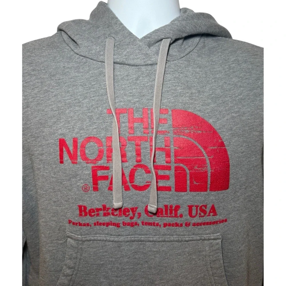 The North Face Berkeley Calif‎ USA Gray Red Logo Hoodie Sweatshirt Mens Small